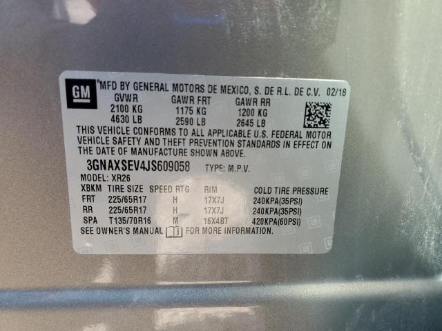 3GNAXSEV4JS609058 - 2018 CHEVROLET EQUINOX LT ვერცხლისფერი ფოტო 13