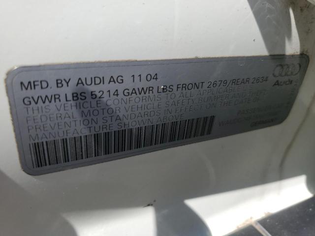 WAUDG74F15N075687 - 2005 AUDI A6 3.2 QUATTRO WHITE photo 12