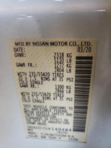 5N1AZ2CJ5LN149484 - 2020 NISSAN MURANO SL WHITE photo 13