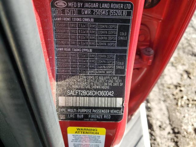 SALFT2BG6DH360042 - 2013 LAND ROVER LR2 HSE TECHNOLOGY RED photo 13