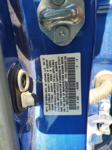 19XFC2F61KE042597 - 2019 HONDA CIVIC LX BLUE photo 12