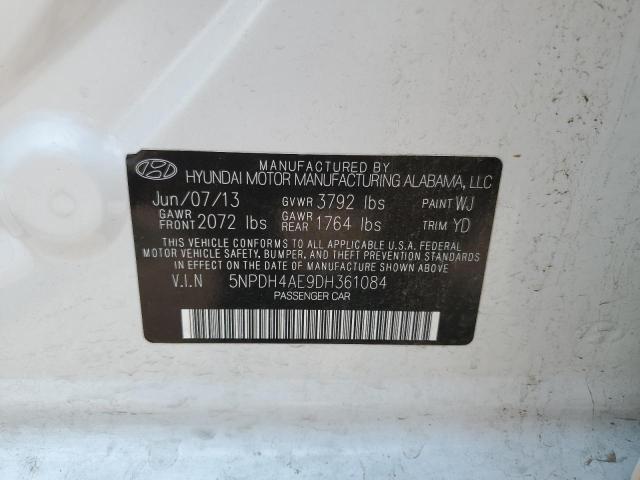 5NPDH4AE9DH361084 - 2013 HYUNDAI ELANTRA GLS WHITE photo 12