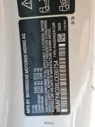 WBAFY4C0XLCE00754 - 2020 BMW M850XI WHITE photo 12