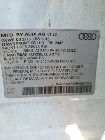 WA18AAF44PA050754 - 2023 AUDI A4 ALLROAD PREMIUM PLUS WHITE photo 13