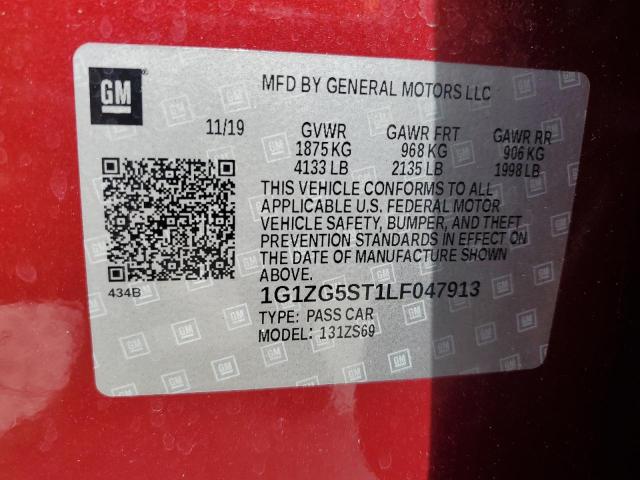 1G1ZG5ST1LF047913 - 2020 CHEVROLET MALIBU RS 红色 照片 13