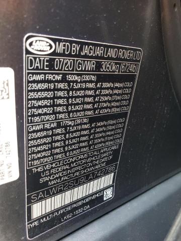 SALWR2SU9LA742786 - 2020 LAND ROVER RANGE ROVE HSE GRAY photo 13