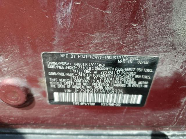 JF2SH64659H708375 - 2009 SUBARU FORESTER 2.5X LIMITED BURGUNDY photo 13