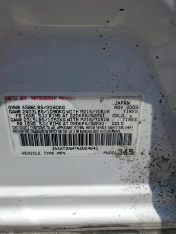 JA4AT2AW7AZ004645 - 2010 MITSUBISHI OUTLANDER ES Սպիտակ լուսանկար 14