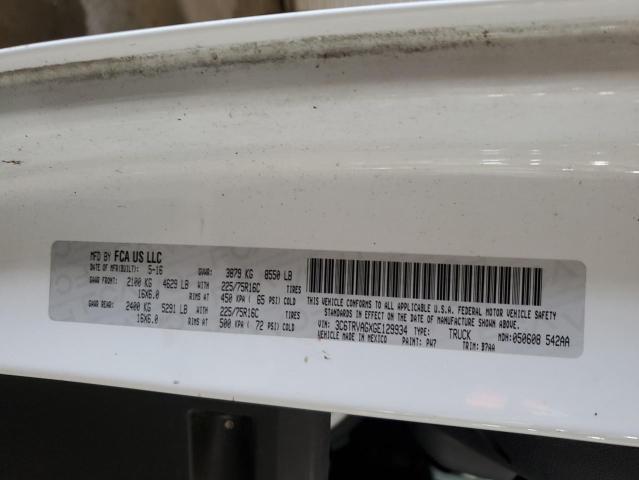 3C6TRVAGXGE129934 - 2016 RAM PROMASTER 1500 STANDARD WHITE photo 13