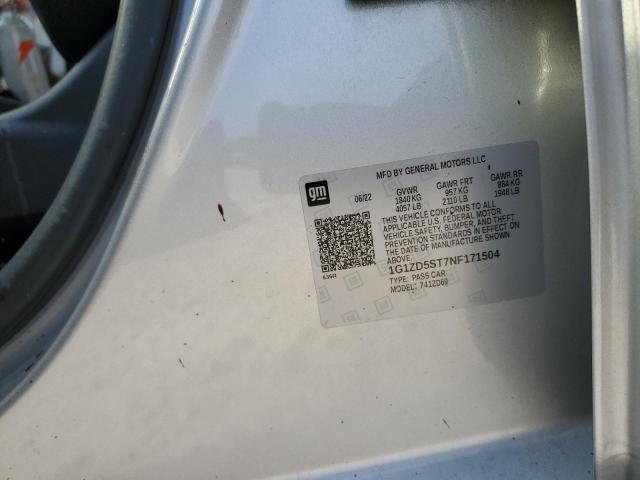 1G1ZD5ST7NF171504 - 2022 CHEVROLET MALIBU LT SILVER photo 12