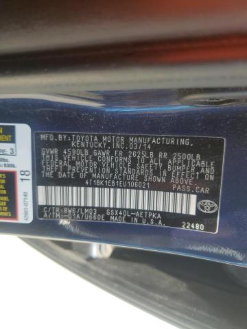 4T1BK1EB1EU106021 - 2014 TOYOTA AVALON BASE BLUE photo 12