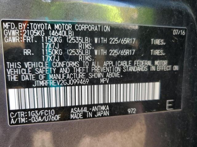 JTMRFREV2GJ099469 - 2016 TOYOTA RAV4 XLE CHARCOAL photo 13