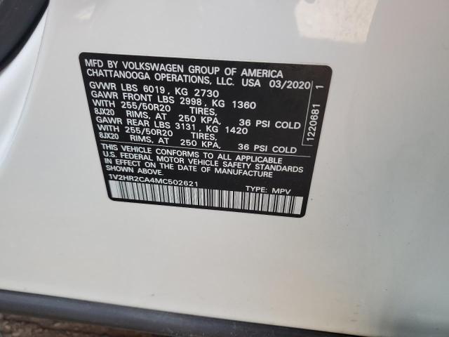 1V2HR2CA4MC502621 - 2021 VOLKSWAGEN ATLAS SE Белый фото 13