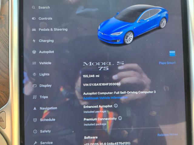 5YJSA1E16HF203050 - 2017 TESLA MODEL S BLUE photo 9