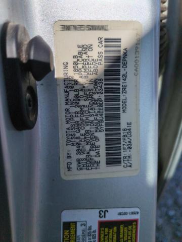 5YFBU4EE0DP103438 - 2013 TOYOTA COROLLA BASE Արծաթագույն լուսանկար 12