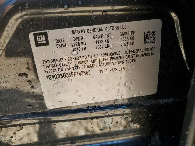 1G4GB5G36FF143560 - 2015 BUICK LACROSSE GRAY photo 12