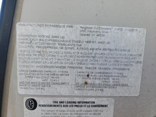 4YDT33520GT414238 - 2016 KEYSTONE PASSPORT 棕色 照片 10