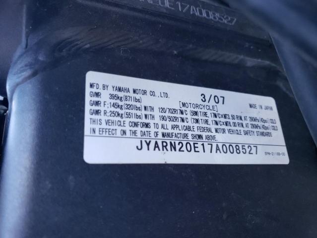 JYARN20E17A008527 - 2007 YAMAHA YZFR1 TWO TONE photo 10