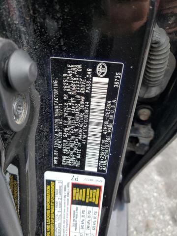 4T1BF1FK7CU038744 - 2012 TOYOTA CAMRY BASE BLACK photo 12