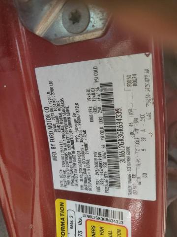 3LN6L2GK3GR634333 - 2016 LINCOLN MKZ RED photo 12