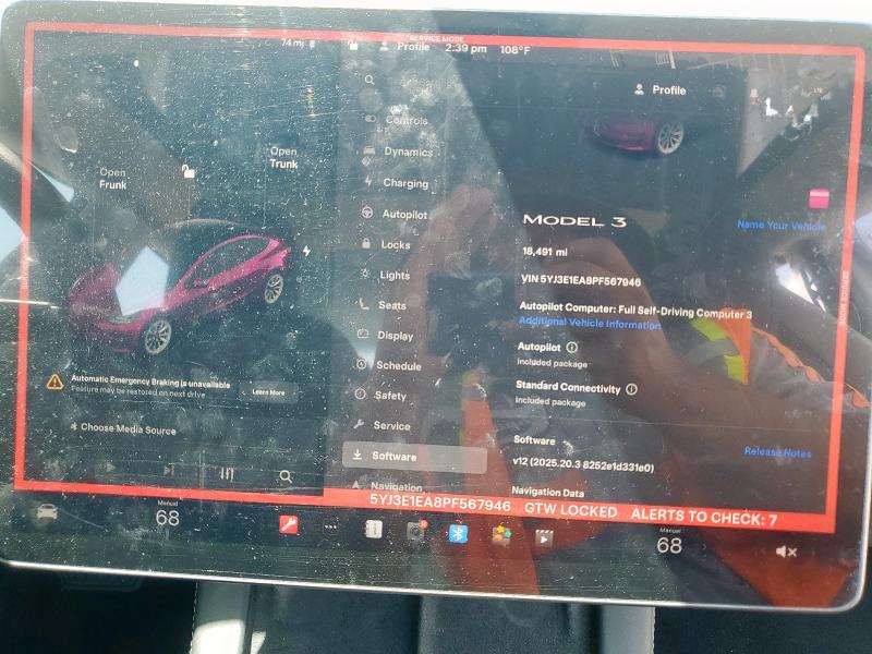 5YJ3E1EA8PF567946 - 2023 TESLA MODEL 3 Սպիտակ լուսանկար 9