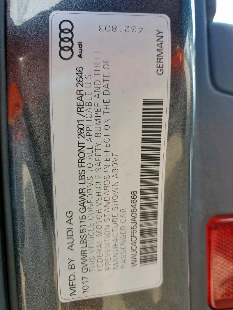 WAUC4CF55JA054666 - 2018 AUDI S5 PRESTIGE GRAY photo 13