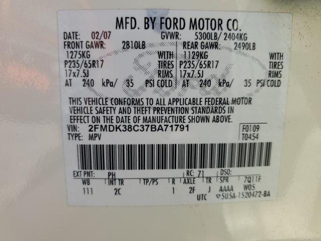 2FMDK38C37BA71791 - 2007 FORD EDGE SEL CREAM photo 13