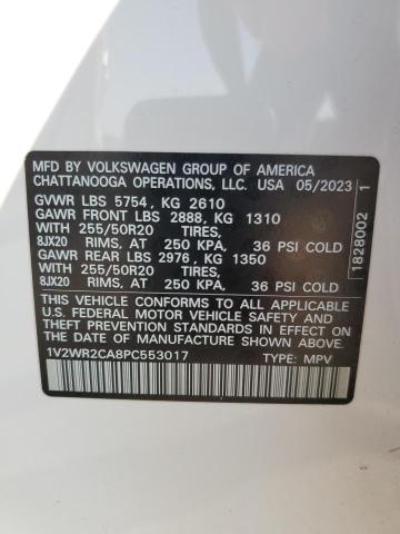 1V2WR2CA8PC553017 - 2023 VOLKSWAGEN ATLAS SE Ağ foto 12