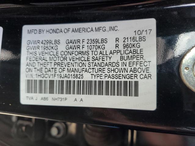 1HGCV1F19JA015825 - 2018 HONDA ACCORD LX BLACK photo 12