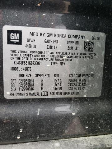 KL4CJFSB1GB738071 - 2016 BUICK ENCORE CONVENIENCE GRAY photo 13