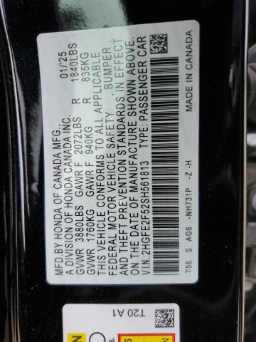 2HGFE2F52SH561813 - 2025 HONDA CIVIC SPORT 黑色 照片 12