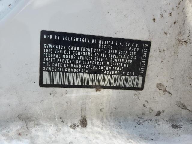 3VWC57BU6MM008434 - 2021 VOLKSWAGEN JETTA S WHITE photo 12