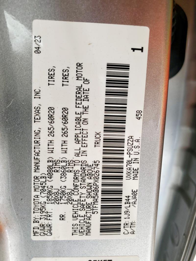 5TFMA5AB6PX026745 - 2023 TOYOTA TUNDRA CREWMAX PLATINUM GRAY photo 13