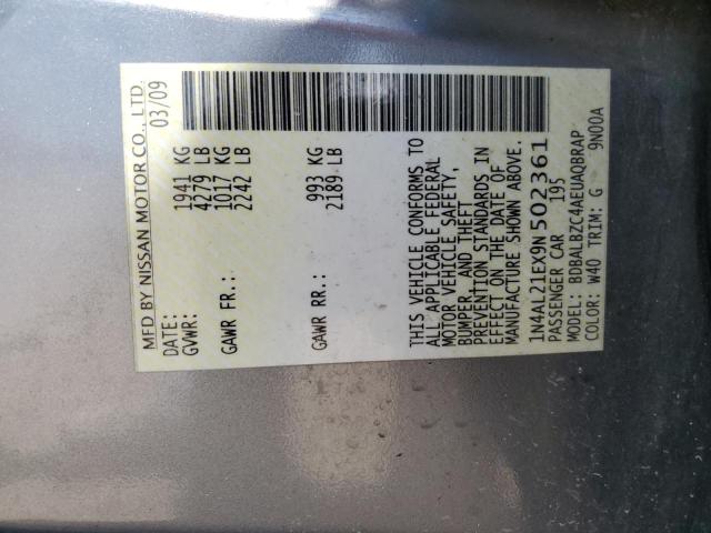 1N4AL21EX9N502361 - 2009 NISSAN ALTIMA 2.5 GRAY photo 12