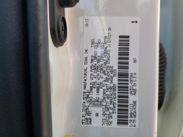 5TFRM5F14EX070589 - 2014 TOYOTA TUNDRA DOUBLE CAB SR/SR5 WHITE photo 12