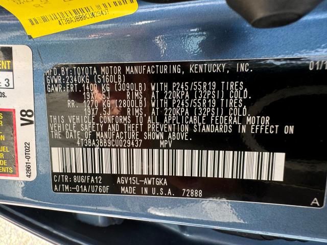 4T3BA3BB9CU029437 - 2012 TOYOTA VENZA LE BLUE photo 11