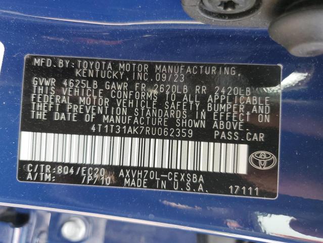 4T1T31AK7RU062359 - 2024 TOYOTA CAMRY SE NIGHT SHADE BLUE photo 12