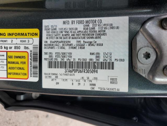 3FA6P0PU6FR305094 - 2015 FORD FUSION SE PHEV GRAY photo 13