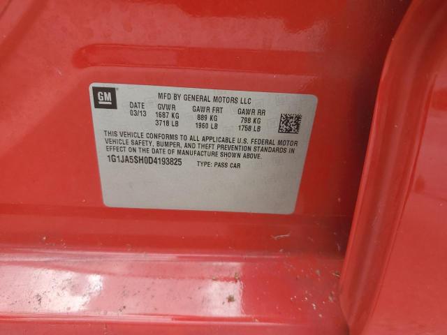 1G1JA5SH0D4193825 - 2013 CHEVROLET SONIC LS RED photo 12