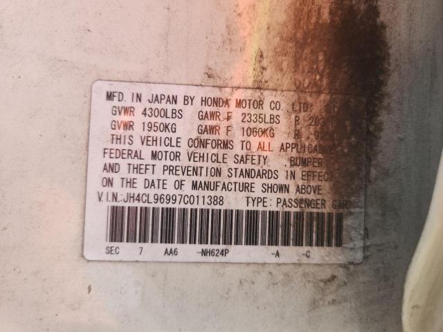 JH4CL96997C011388 - 2007 ACURA TSX WHITE photo 12