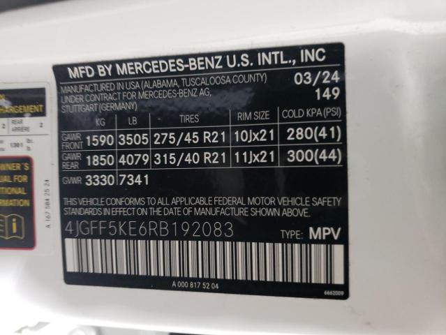 4JGFF5KE6RB192083 - 2024 MERCEDES-BENZ GLS 450 4MATIC WHITE photo 14