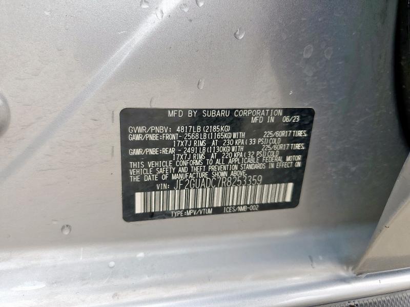 JF2GUADC7R8253359 - 2024 SUBARU CROSSTREK PREMIUM GRAY photo 14