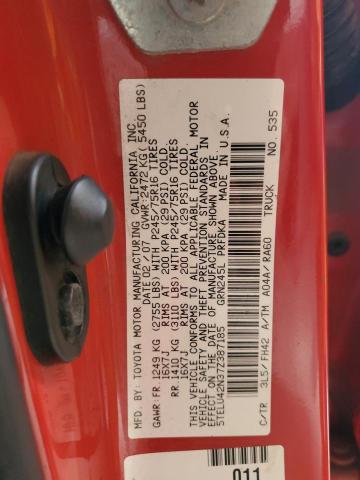 5TELU42N37Z387185 - 2007 TOYOTA TACOMA DOUBLE CAB RED photo 13