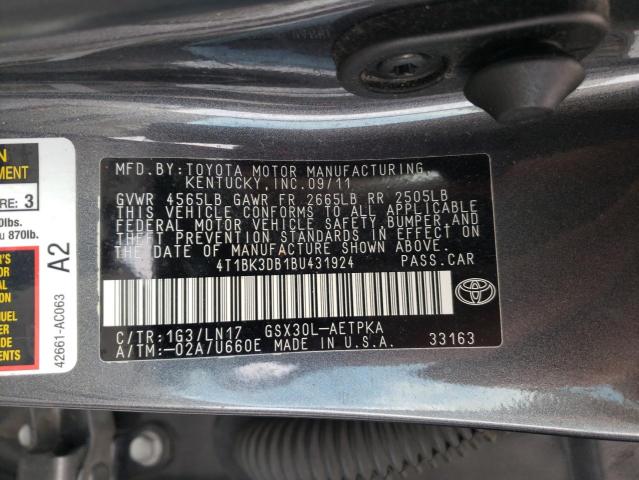 4T1BK3DB1BU431924 - 2011 TOYOTA AVALON BASE Boz foto 12