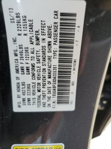 19UUA9F5XDA005391 - 2013 ACURA TL TECH GRAY photo 12