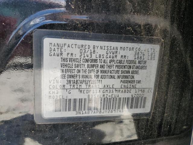 3N1AB7AP8JY289741 - 2018 NISSAN SENTRA S BLACK photo 12