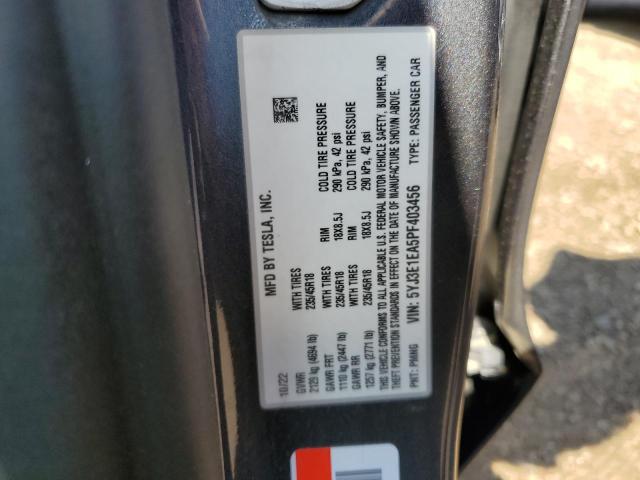 5YJ3E1EA5PF403456 - 2023 TESLA MODEL 3 GRAY photo 13