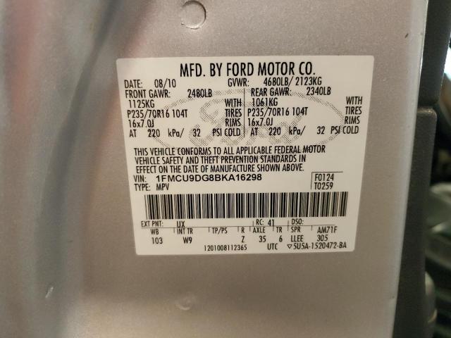 1FMCU9DG8BKA16298 - 2011 FORD ESCAPE XLT SILVER photo 13