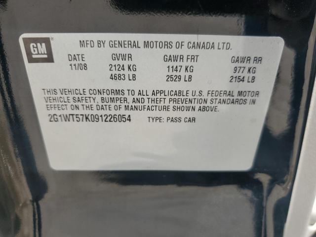 2G1WT57K091226054 - 2009 CHEVROLET IMPALA 1LT BLACK photo 12