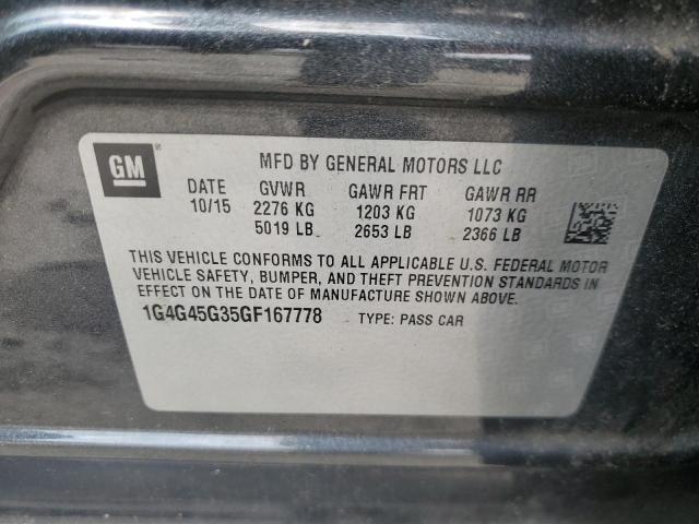 1G4G45G35GF167778 - 2016 BUICK LACROSSE SPORT TOURING CHARCOAL photo 12